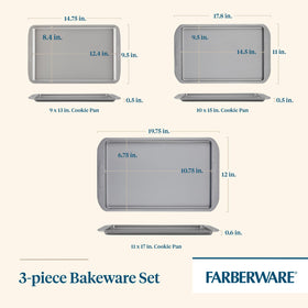 Farberware 3-piece cookie pan set 10x15 ideal for roasting vegetables and cookies.