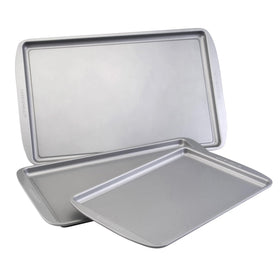 Farberware 3-piece cookie pan set 9x13 delivers even browning for small batches.