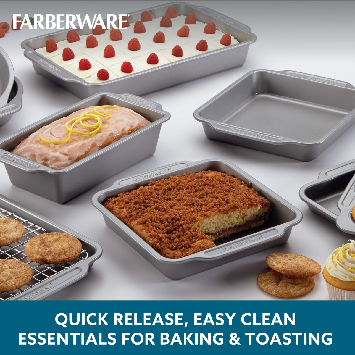 Farberware 8-inch square cake pans with nonstick coating