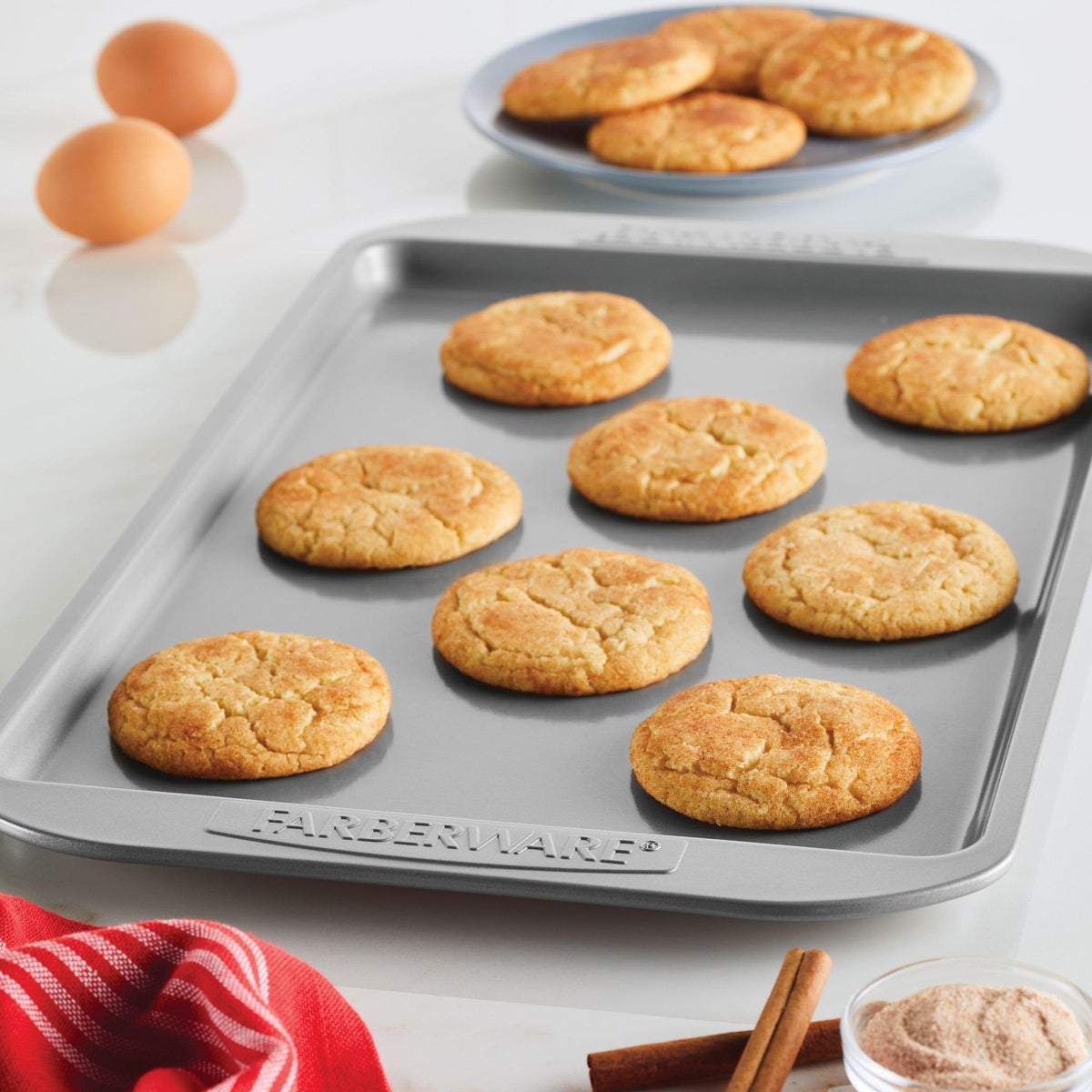 Farberware nonstick bakeware warp-resistant construction supports busy weeknight baking.