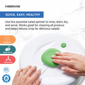 Farberware Pro Pump Salad Spinner basket used as a colander for rinsing
