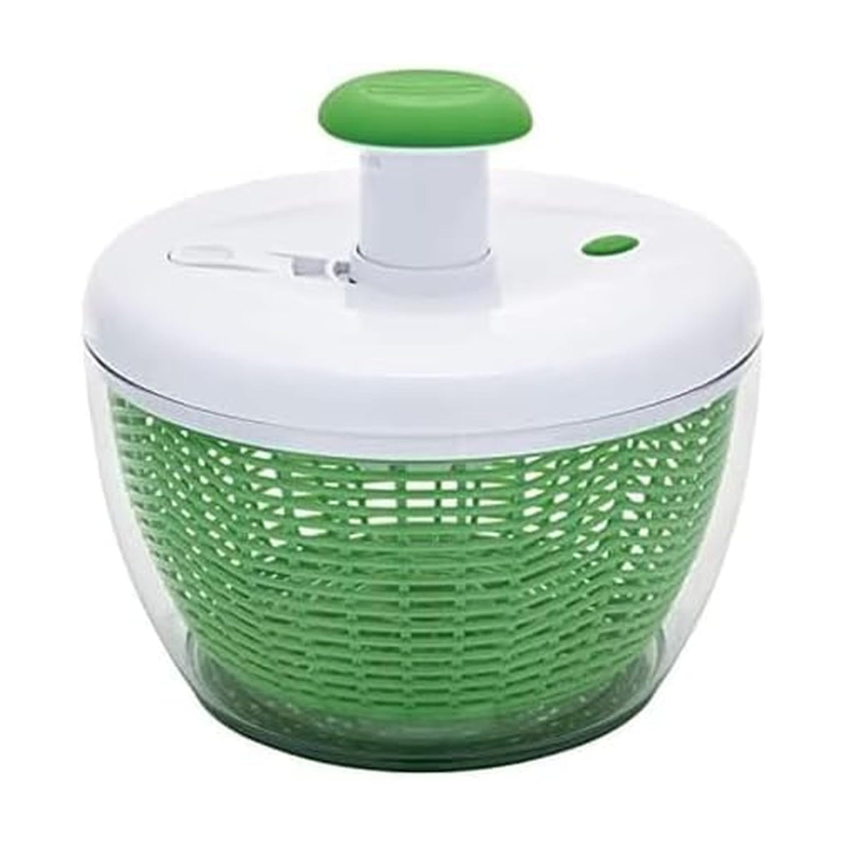 Farberware Pro Pump Salad Spinner bowl showing fresh greens ready to serve