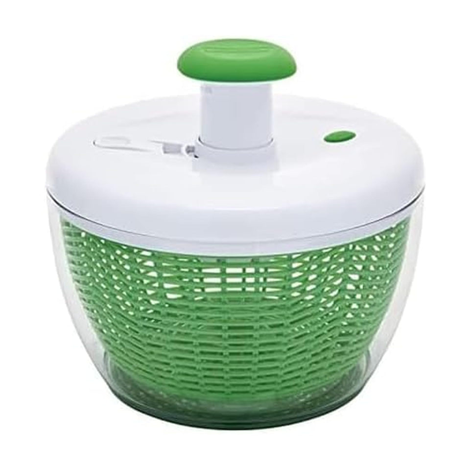Farberware Pro Pump Salad Spinner bowl showing fresh greens ready to serve