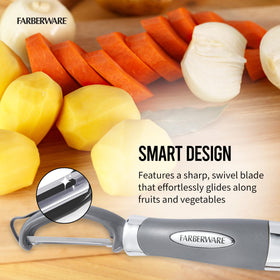 Farberware Pro2 Euro Peeler built-in bud remover removes eyes and blemishes.