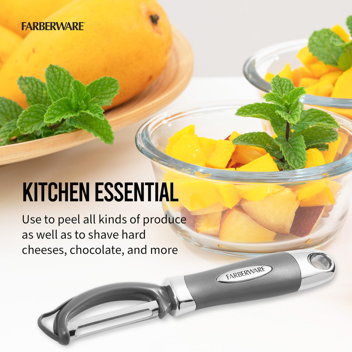 Farberware Pro2 Euro Peeler ergonomic handle for a comfortable grip.