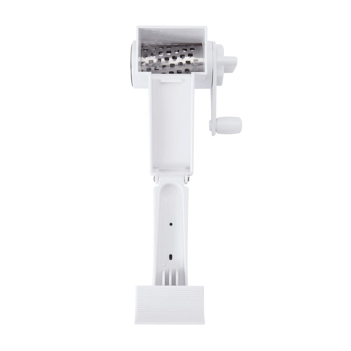 Compact storage of Farberware grater with folded handle.
