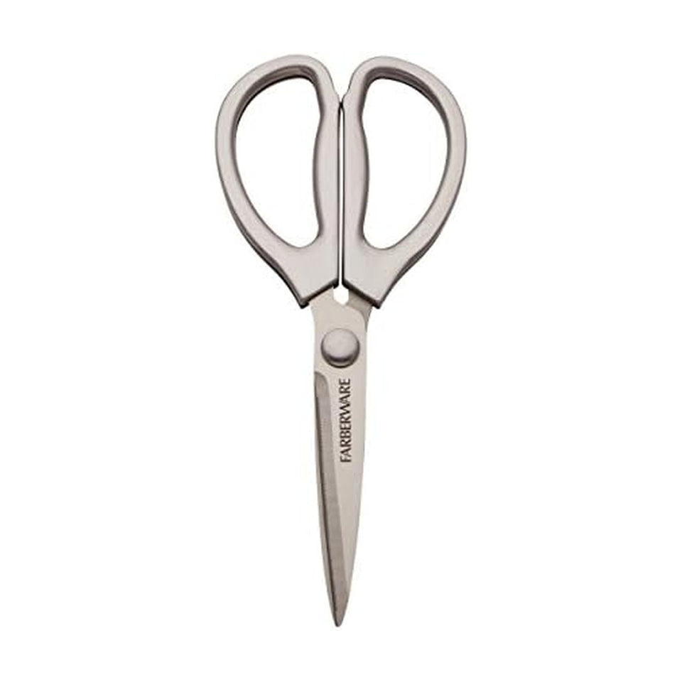 Farberware scissors blade close-up showing ultra-sharp edge for precise kitchen tasks.