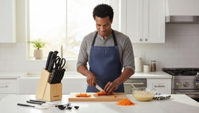 Farberware 5.5-inch serrated utility knife for tearing through crusts and tomatoes.