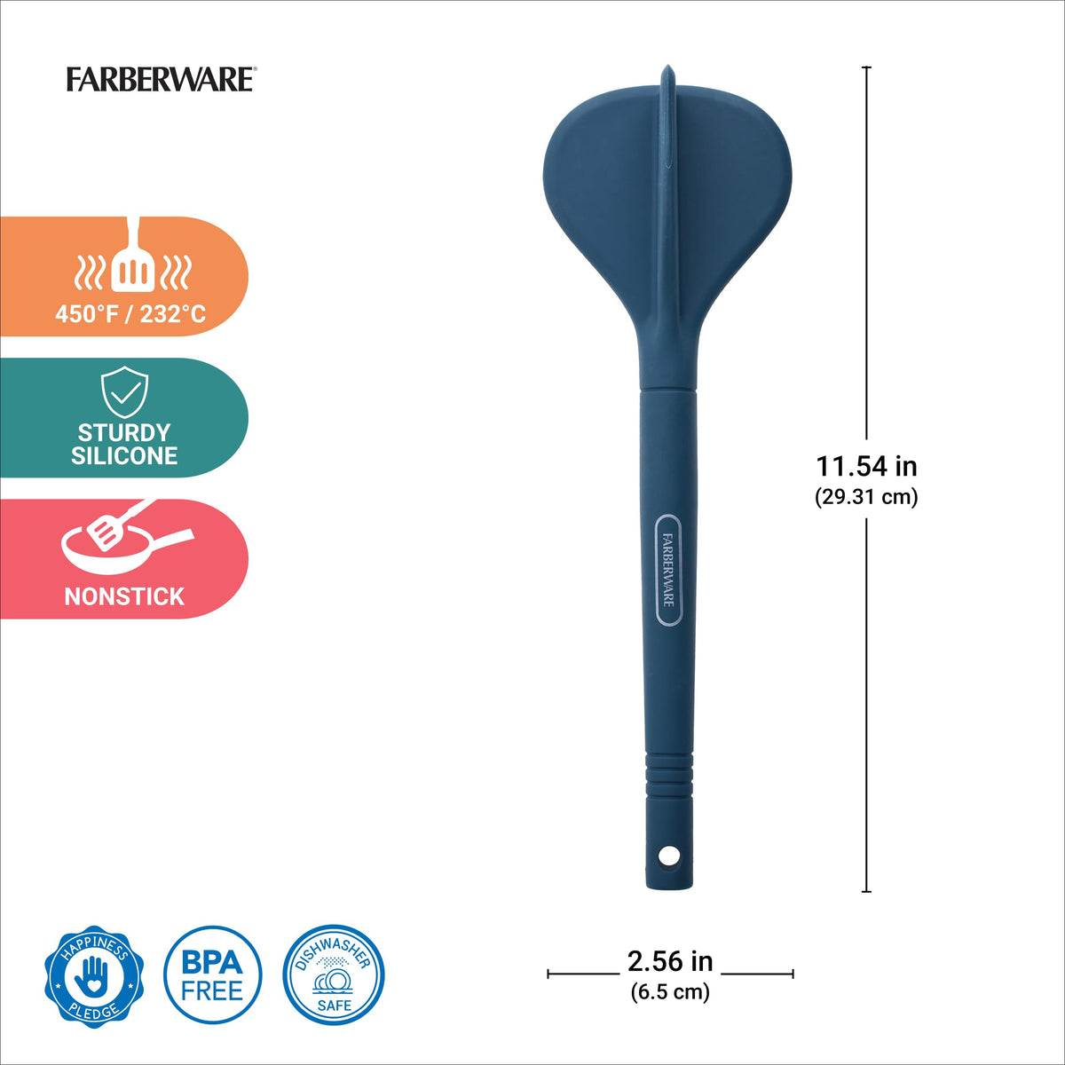 Farberware silicone meat masher with ergonomic grip for secure stirring