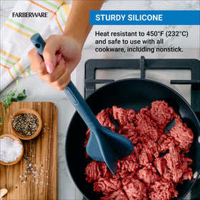 Farberware silicone meat masher heat resistant up to 450°F for stovetop use