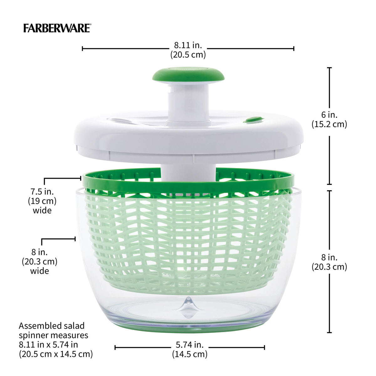 Farberware Small Pro Salad Spinner non-slip base stabilizing on countertops