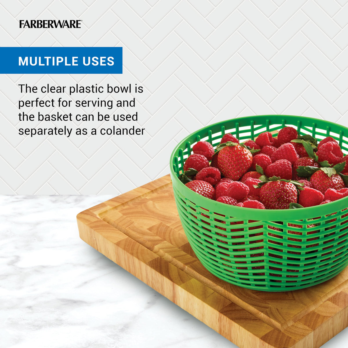 Farberware Small Pro Salad Spinner outer bowl used as serving or mixing bowl