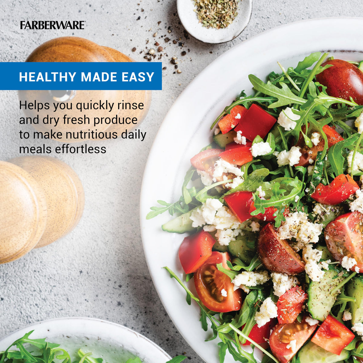 Farberware Small Pro Salad Spinner washing vegetables in the spinner