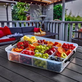 Farberware Snacklebox 11x16-inch footprint fits compact hosting setups.