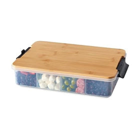 Farberware Snacklebox with locking-lid handles keeps snacks secure during transport.