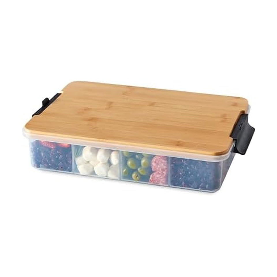 Farberware Snacklebox with locking-lid handles keeps snacks secure during transport.