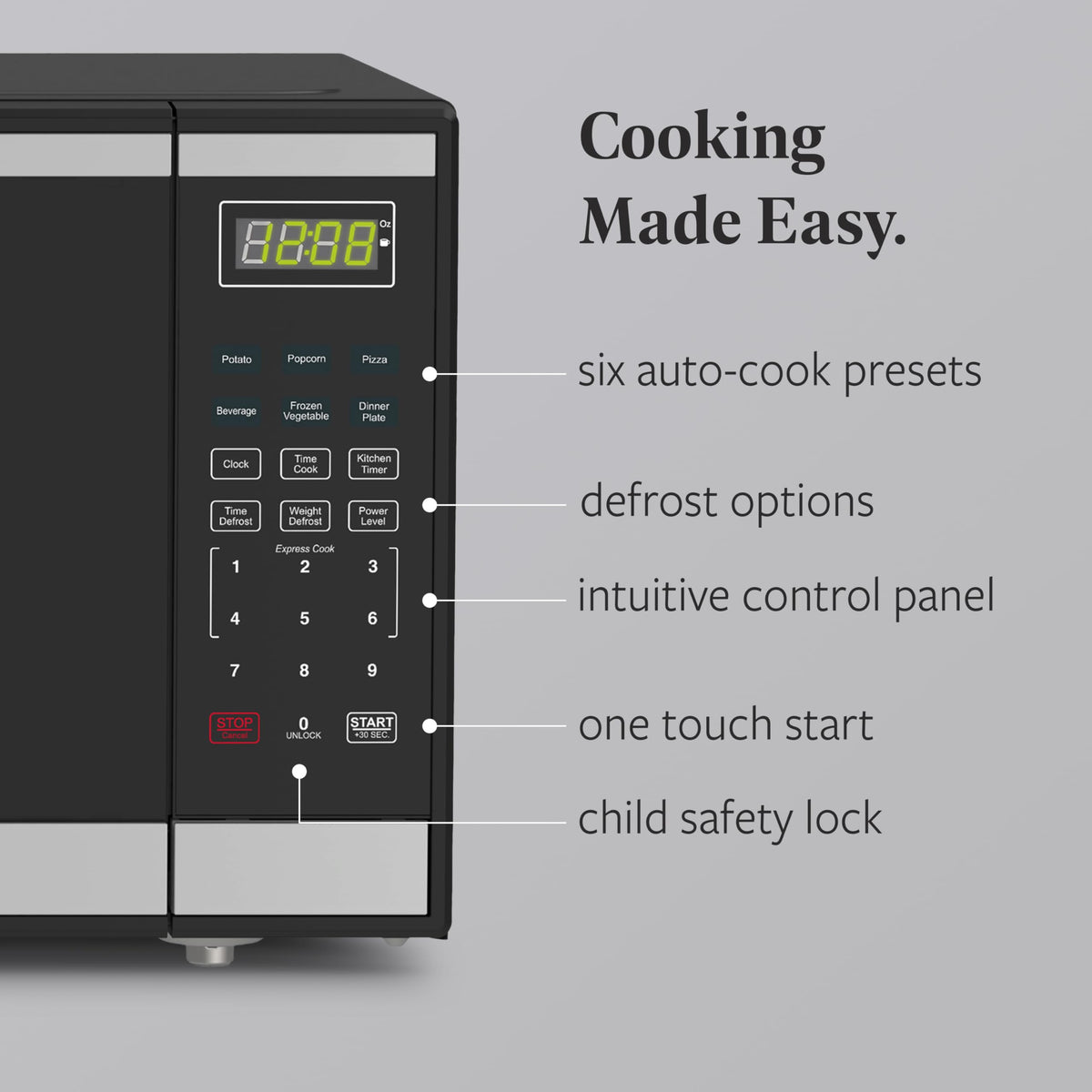 Farberware stainless steel microwave with digital controls for easy operation