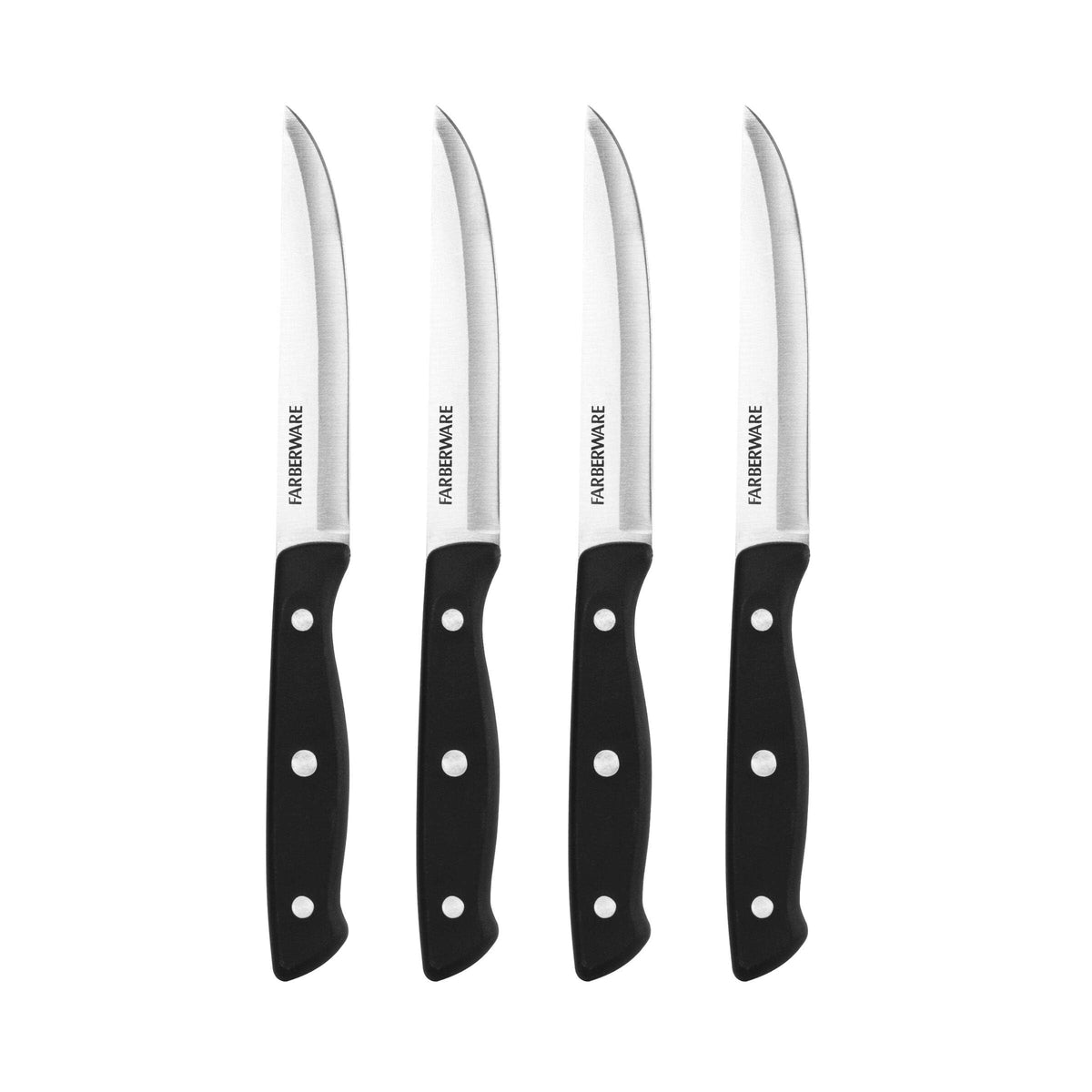 Farberware triple-riveted steak knife set packaging shows modern design.