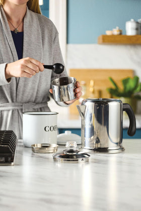 Farberware Yosemite 8-Cup percolator in use on a stove