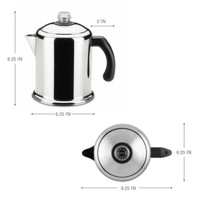 Farberware Yosemite 8-Cup percolator top knob view indicating percolation