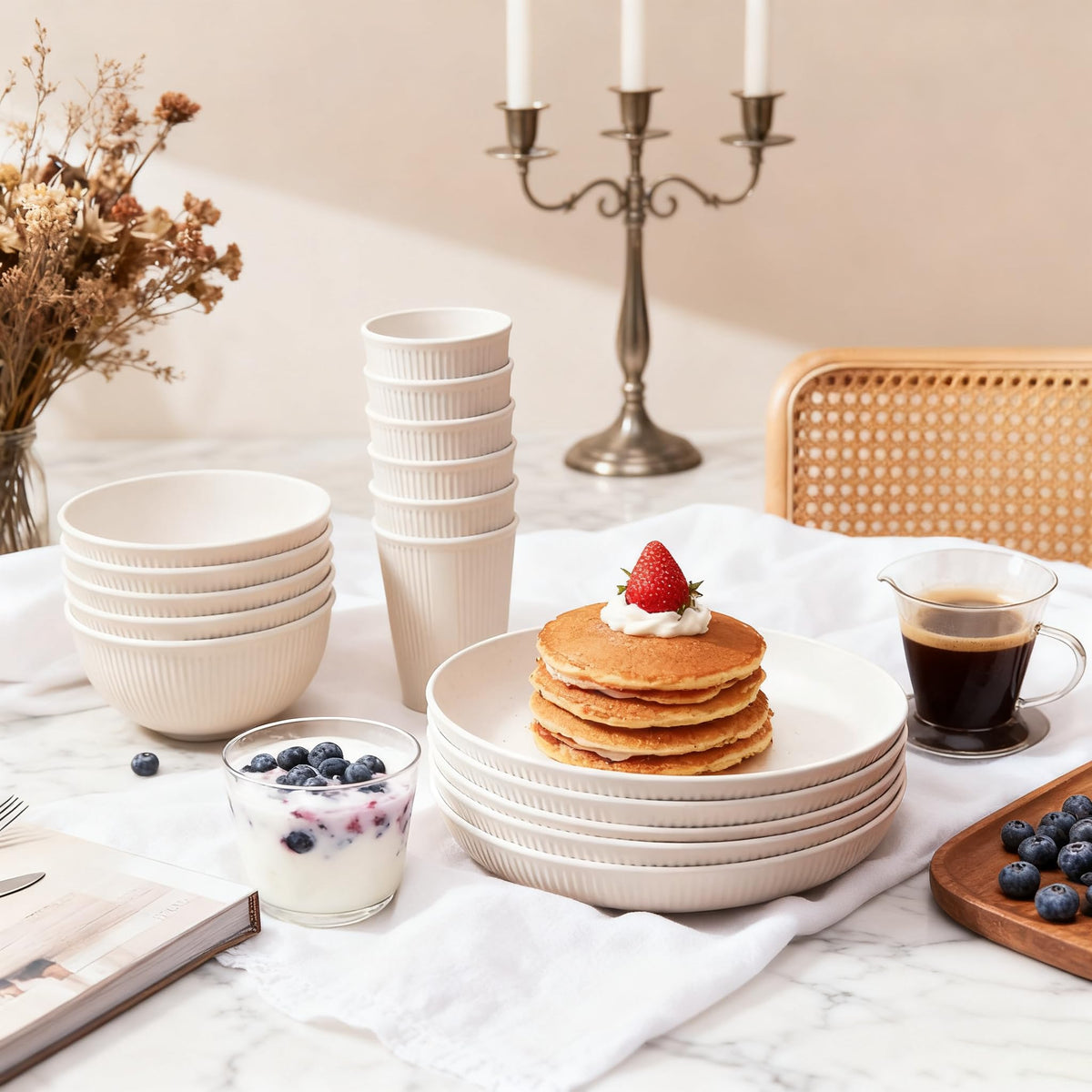 Farielyn-X beige, eco-friendly wheat straw dinnerware for sustainable dining