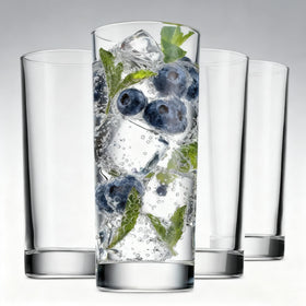 Farielyn-X complete glassware collection harmonizes tall and short glasses for cohesive entertaining.