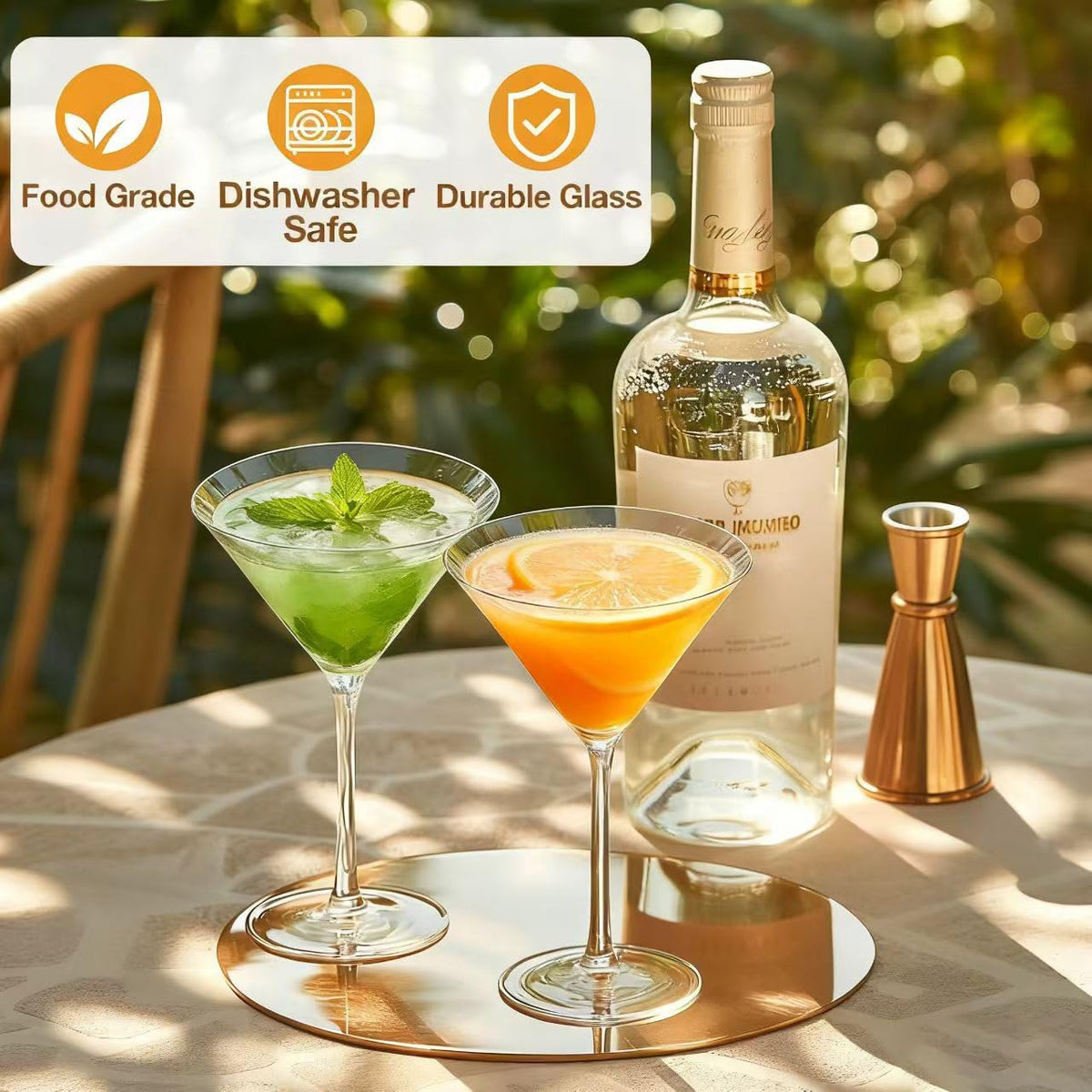 Espresso martini served elegantly in Farielyn-X glass for stylish presentation.