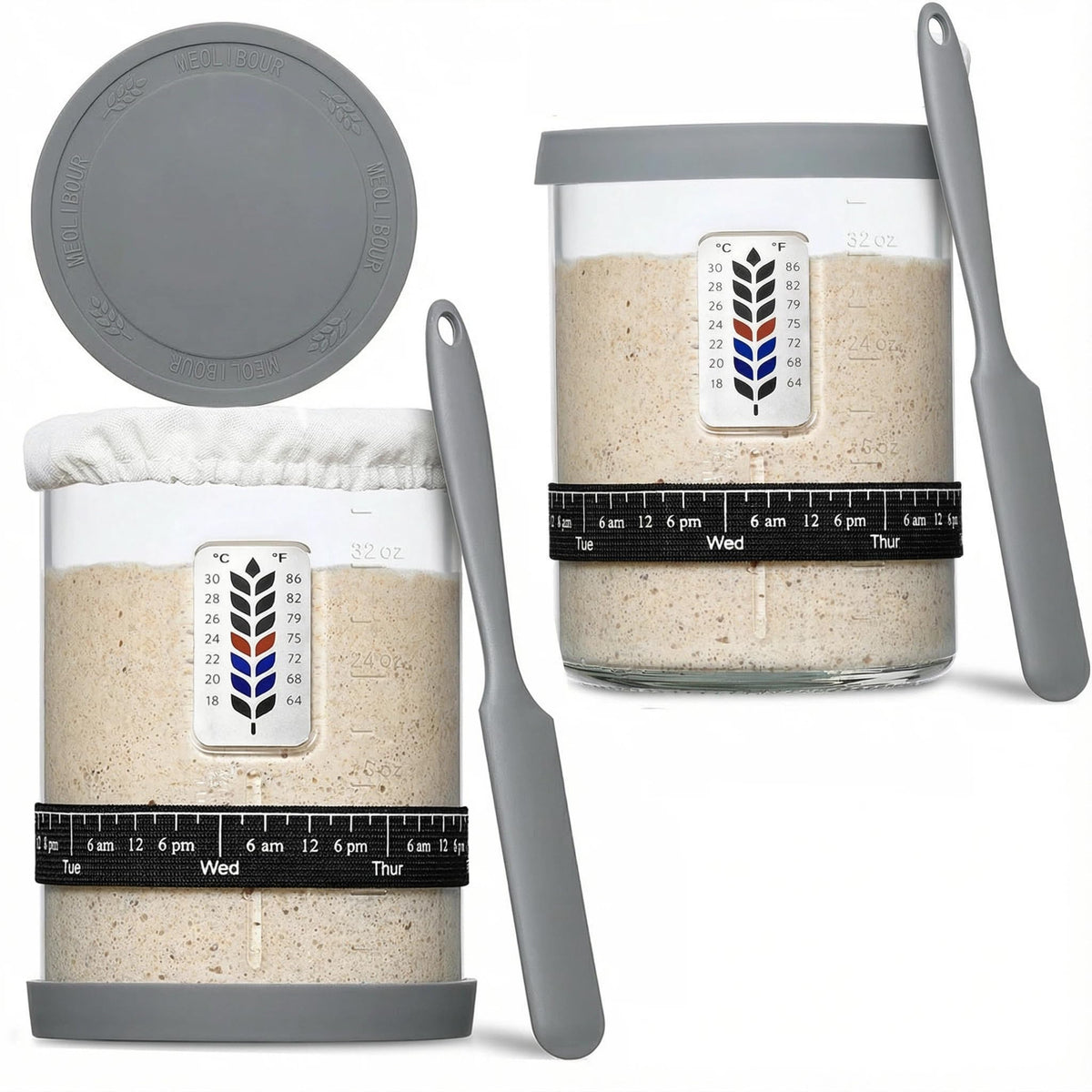 Farielyn-X sourdough starter jar 40oz with clear measurement marks for precise feeding.