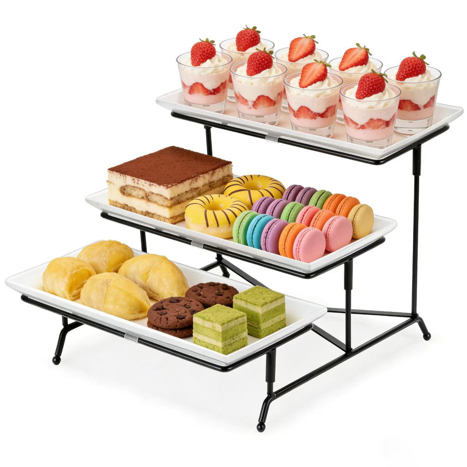 Farielyn-X three-tier serving tray assembly for elegant cake and dessert display