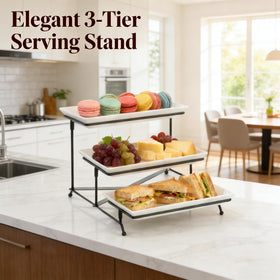 Farielyn-X white plastic tiered trays suitable for versatile daily use