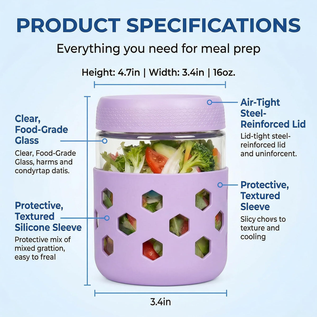 Farielyn-X jars support yogurt, chia pudding, berries, and snacks.