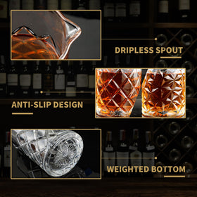 FARQAN 24oz glass highlights blooming flower base for stable pouring in bars.