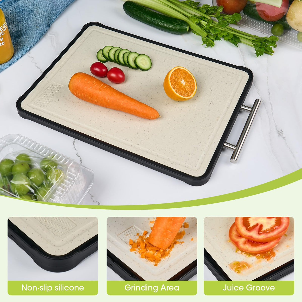Faryuan non-porous surface cuts cleanly and resists stains.