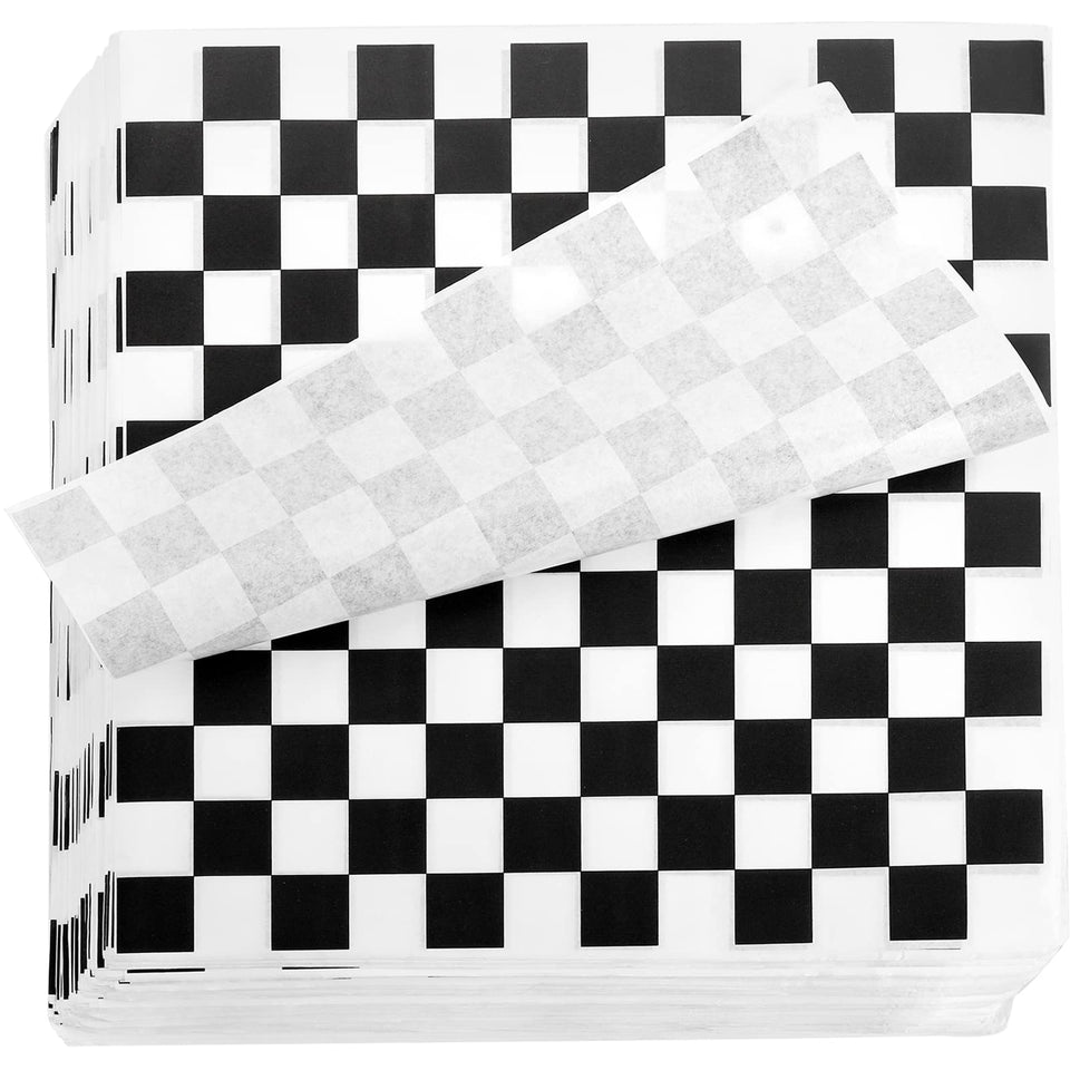 Fasmov 1000-sheet checkered deli paper for basket lining.