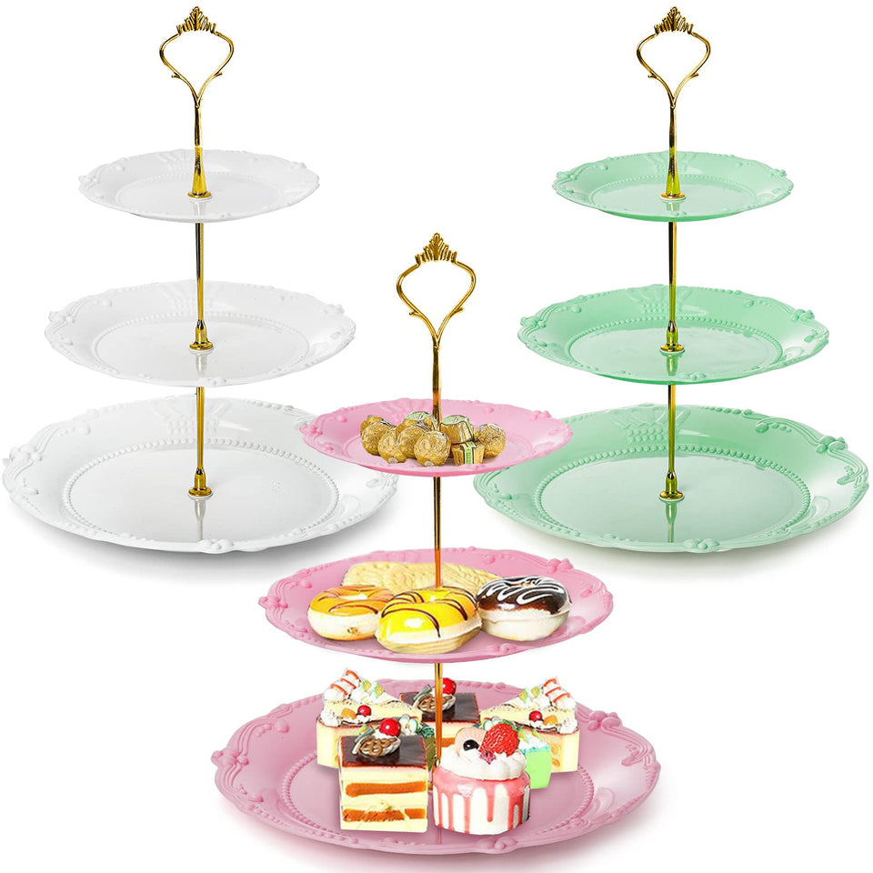Fasmov 3-tier cupcake stand assembly, a sturdy reusable dessert display.