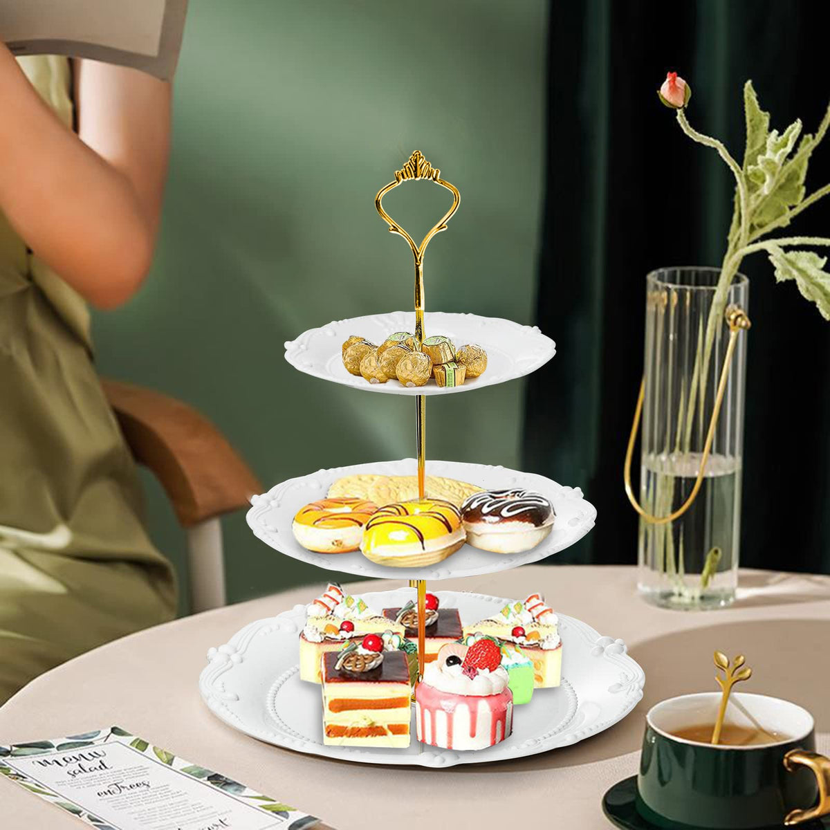 Fasmov baby shower display using the stand for treats.