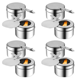 Fasmov 8-pack stainless steel fuel holders ready for buffet service