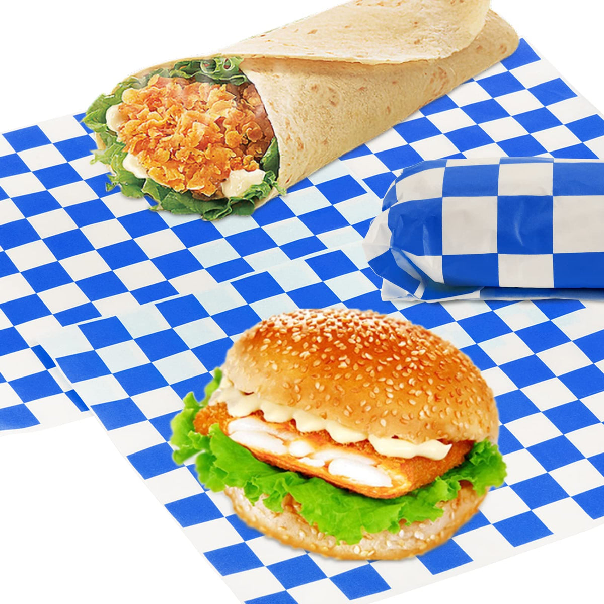 Fasmov blue-and-white checkered deli paper for classic presentation
