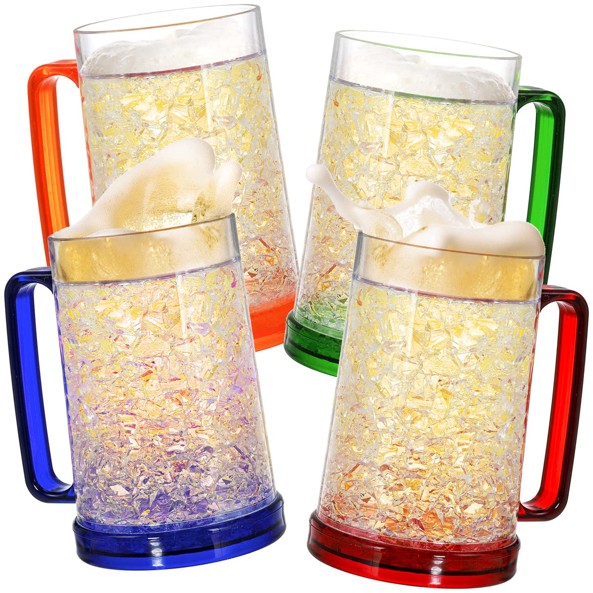 Fasmov freezer beer mugs blue 16oz, perfect for cooling beverages at parties