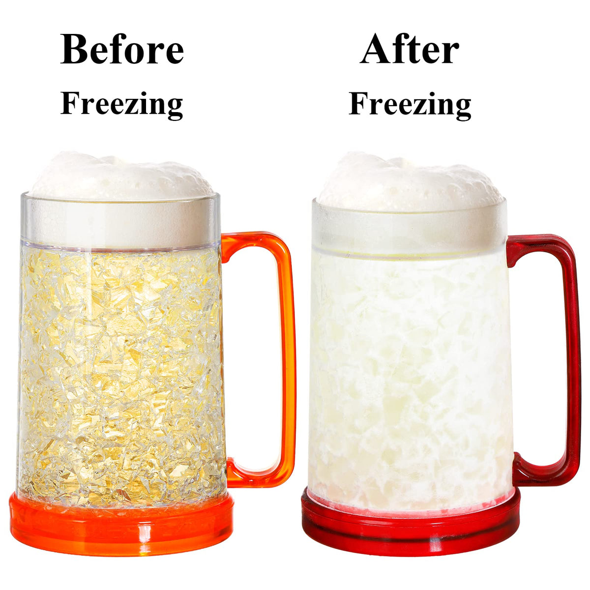 Fasmov freezer beer mugs orange 16oz, great for keeping drinks frosty