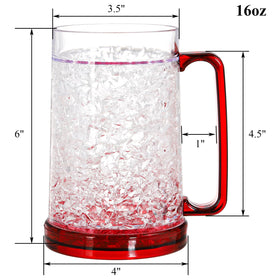 Fasmov freezer beer mugs red 16oz, ideal for chilled drinks during celebrations