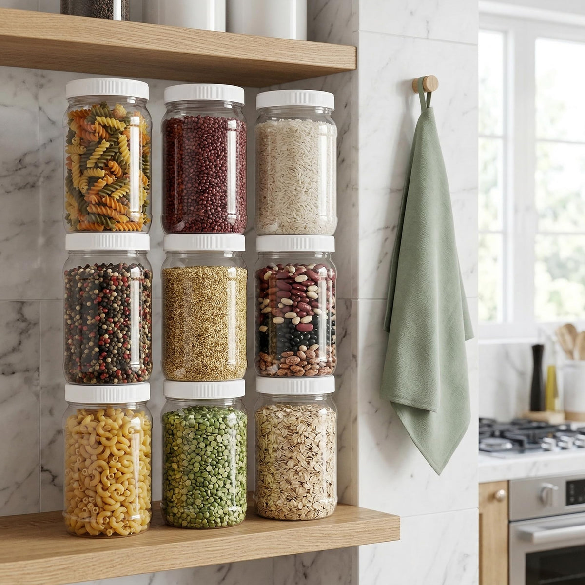 Fasmov versatile jar for screws, bolts, nails in garage.