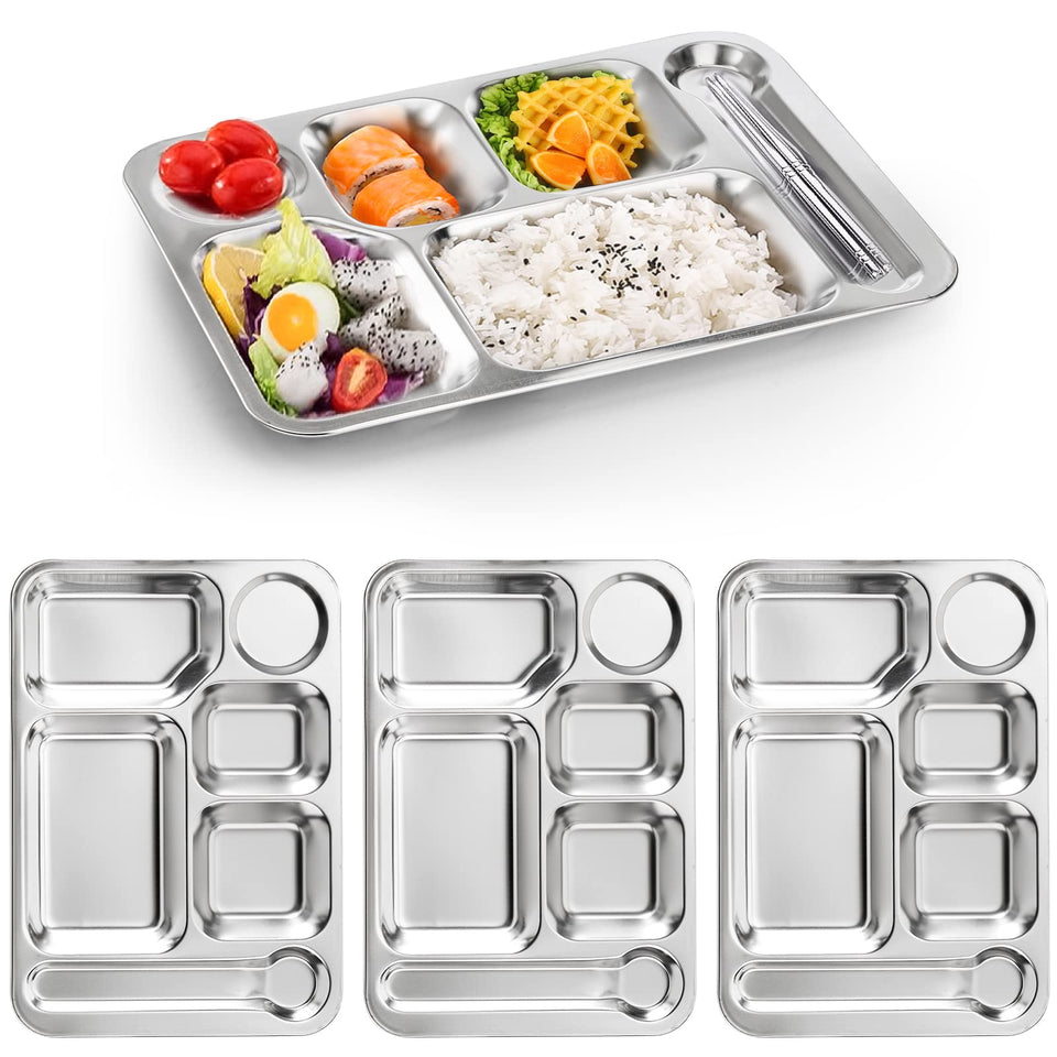 Fasmov rectangular divided dinner tray viewed from top showing six sections for organized meals