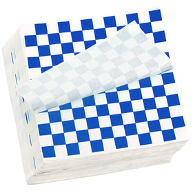 Fasmov sandwich paper 12x12 blue-white checkered liner for grease-free serving