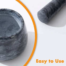 Fasolahome dishwasher-safe stone mortar and pestle for simple cleanup.
