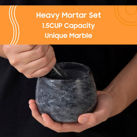 Fasolahome ergonomic grip design mortar and pestle makes grinding easier for sauces.