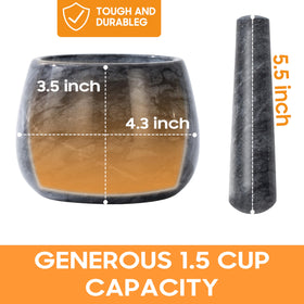 Fasolahome external polished marble mortar and pestle showcasing unique pattern ideal for countertop display.