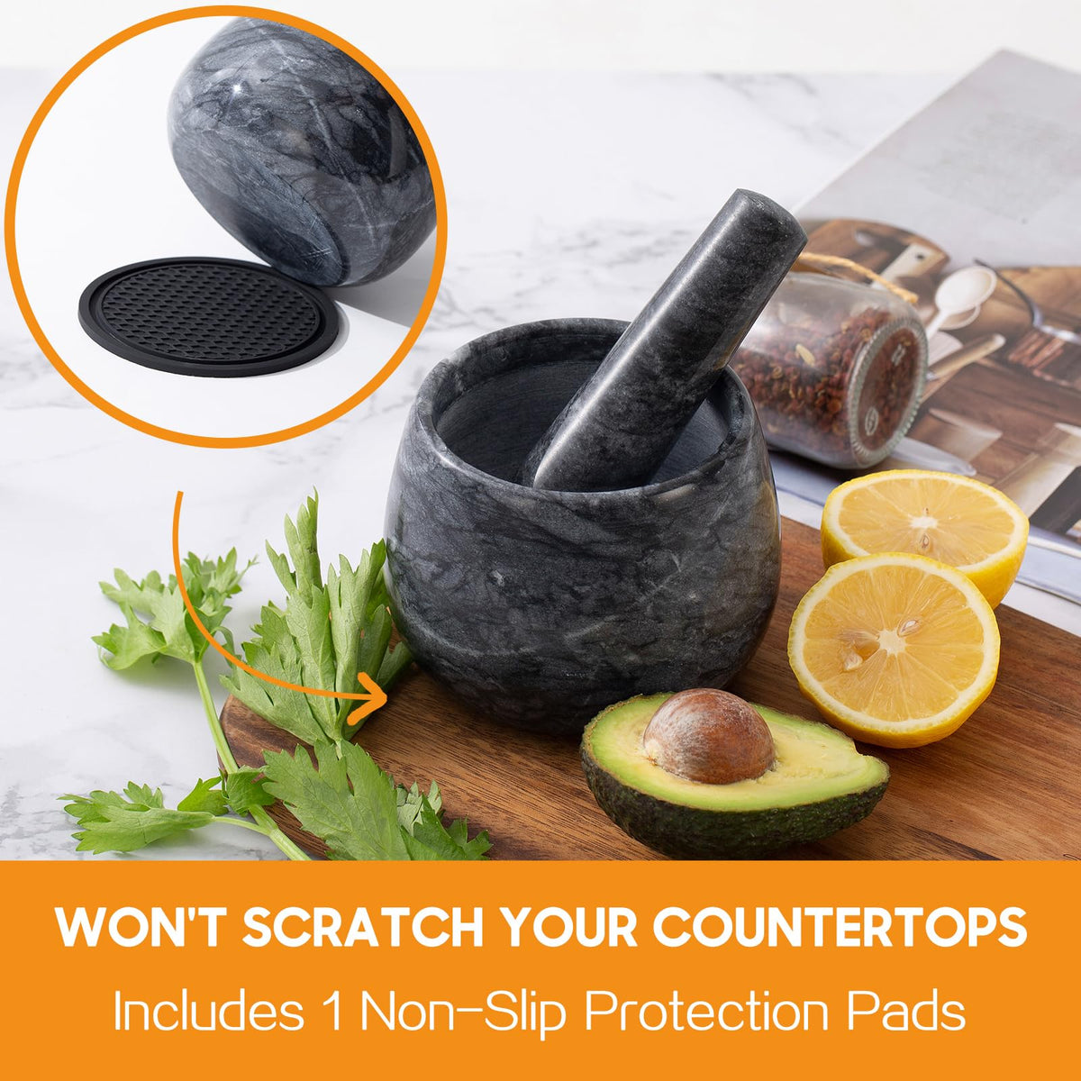 Fasolahome smooth surface is easy to clean after grinding spices.