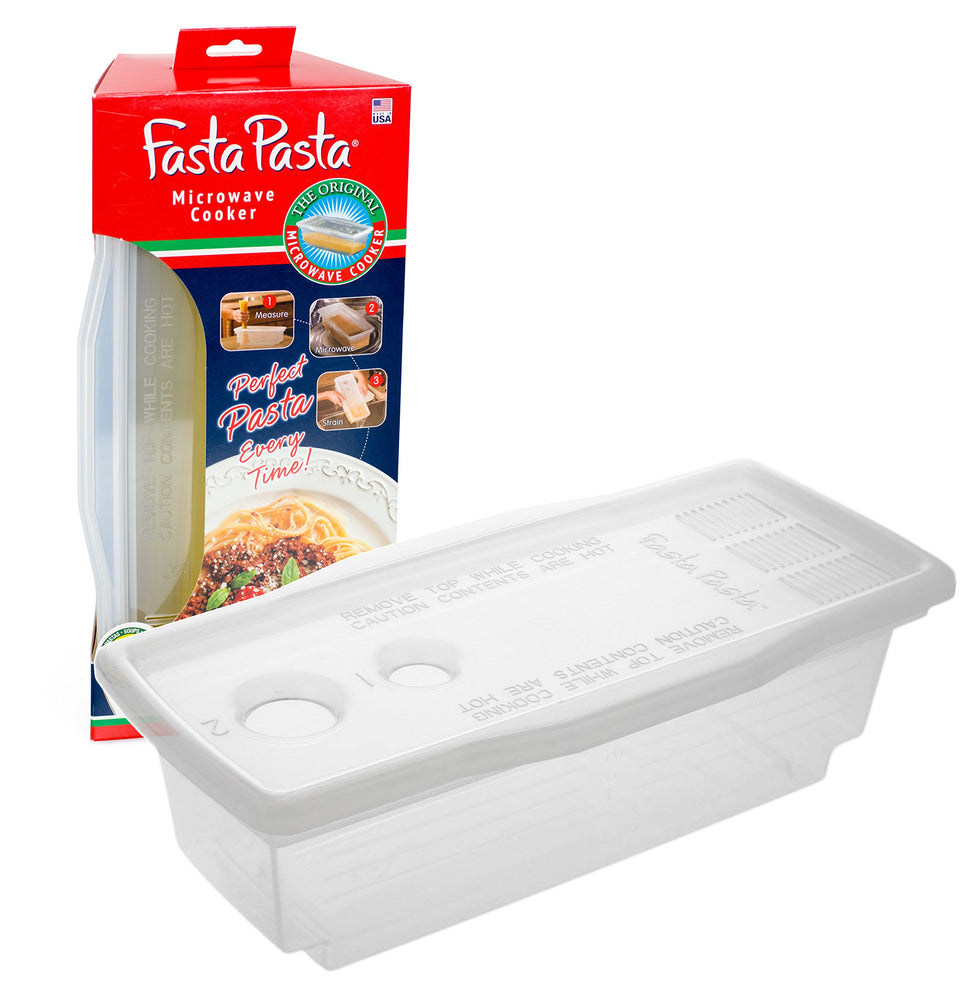 Fasta Pasta microwave cooker with lid for quick, mess-free pasta prep