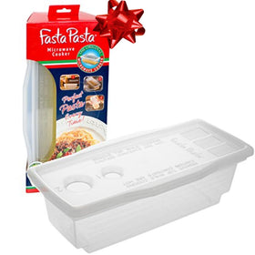User pours pasta from Fasta Pasta for easy serving